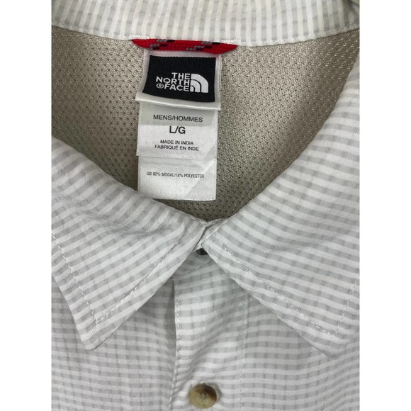 The North Face Light Gray white Plaid Shirt Size Large - Picture 5 of 10
